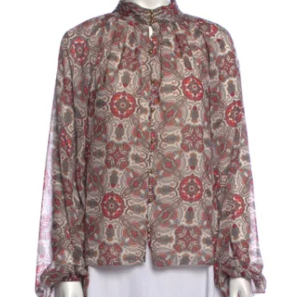RAMY BROOK Paisley Print Mock Neck Blouse